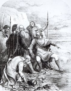 Canute Reproving the Flattery of his Courtiers, engraved by Pearson by English School